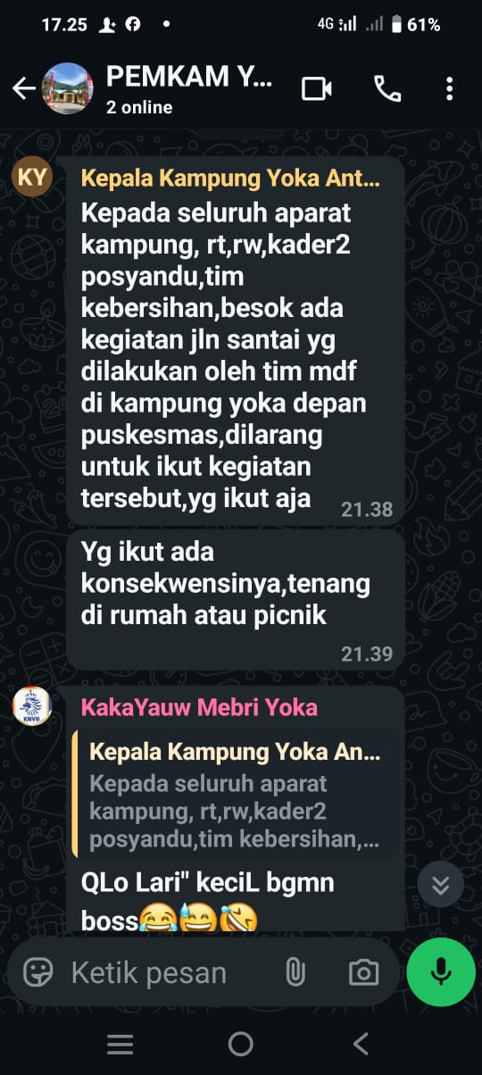 BTM Panik,Larang Warga Ikut Kegiatan MARI YO, HYU: Copot Kepala Kampung Yoka